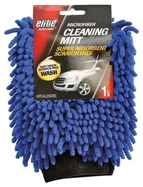 Elite Auto Care 8982 Cleaning Mitt, Microfiber Cloth, Blue, Pack of 3