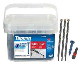 Tapcon 28550 Concrete Screw Anchor, 3/16 in Dia, 1-1/4 in L, Steel, Climaseal