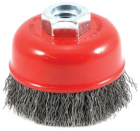 Forney 72755 Wire Cup Brush, 2-3/4 in Dia, 5/8-11 Arbor/Shank, 0.014 in Dia Bristle, Carbon Steel Bristle