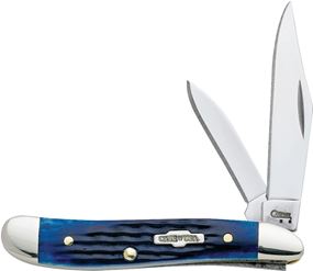 Case 02802 Folding Pocket Knife, 2.1 in Clip, 1.53 in Pen L Blade, Stainless Steel Blade, 2-Blade, Blue Handle