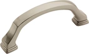 Amerock BP55343G10 Cabinet Pull, 3-11/16 in L Handle, 1-3/8 in H Handle, 1-3/8 in Projection, Zinc, Satin Nickel