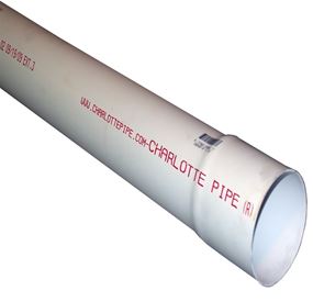 Charlotte Pipe PVC 30030 0600 Sewer and Drain Pipe, 3 in, 10 ft L, PVC, White