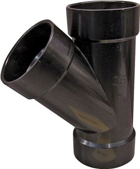 Canplas 102303LBC Pipe Wye, 3 in, Hub, ABS, Black