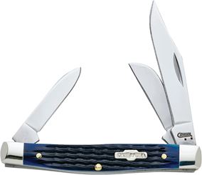 Case 02806 Folding Pocket Knife, 2.42 in Clip, 1.58 in Sheep Foot, 1.57 in Pen L Blade, 3-Blade, Blue Handle