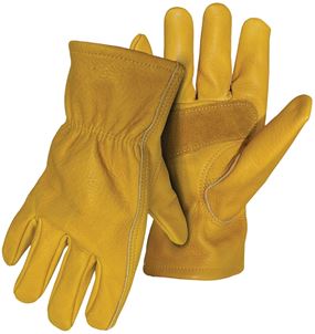 Boss B81252-L Gloves with Palm Patch, L, Keystone Thumb, Elastic Cuff, Leather, Tan