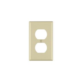 Leviton 86003 Receptacle Wallplate, 4-1/2 in L, 2-3/4 in W, 1 -Gang, Thermoset Plastic, Ivory, Smooth