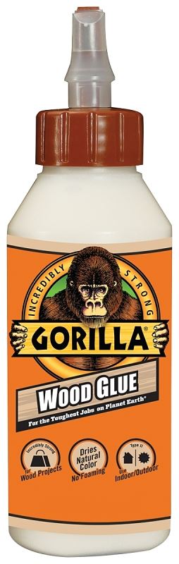 Gorilla 6200002 Wood Glue, Light Tan, 8 oz Bottle