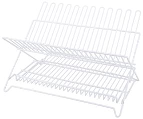 Simple Spaces JI-22W-3L Dish Rack, 20 lb, 18-1/4 in L, 12-3/4 in W, 11 in H, Steel, White, White PE Coated