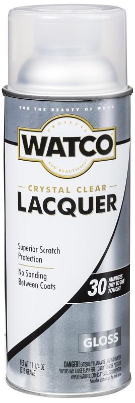 Watco 63081 Lacquer Spray Paint, Gloss, Liquid, Clear, 11.25 oz, Aerosol Can