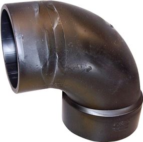 Canplas 102451LBC Sanitary Street Pipe Elbow, 1-1/2 in, Spigot x Hub, 90 deg Angle, ABS, Black