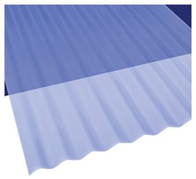 Sun N Rain 106633 Corrugated Roofing Panel, 12 ft L, 26 in W, PVC, Clear Blue, Pack of 10