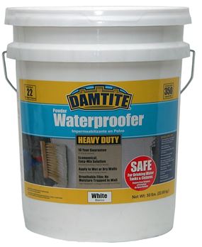 Damtite 01551 Foundation Coating, White, Powder, 50 lb Pail