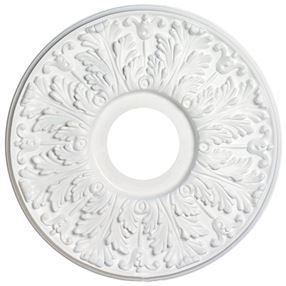 Westinghouse 7702800 Ceiling Medallion, 15-1/2 in Dia, Plastic, Traditional White, For: Ceiling Fans, Lighting Fixtures