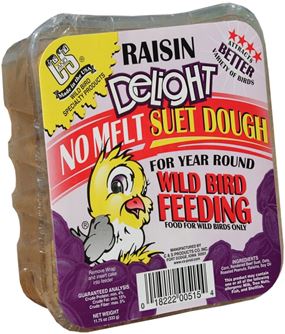 C&S No Melt Suet Dough Delights CS12515 Bird Suet, Raisin Flavor, 11.75 oz, Pack of 12