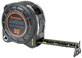 Crescent Lufkin Shockforce Nite Eye Series L1135B Dual-Sided Tape Measure, 35 ft L Blade, 1-3/16 in W Blade, Steel Blade