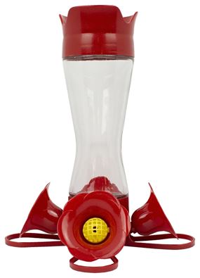 Perky-Pet 203CPBN Bird Feeder, 8 oz, 4-Port/Perch, Glass/Plastic, Bright Red, 8.38 in H