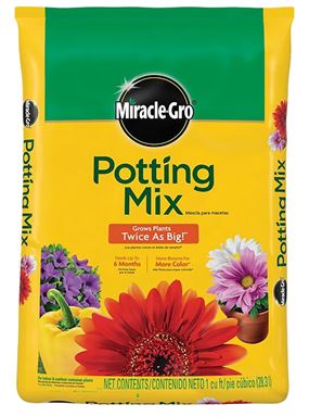 Miracle-Gro 75651300 Potting Soil Bag, 1 cu-ft Coverage Area Bag