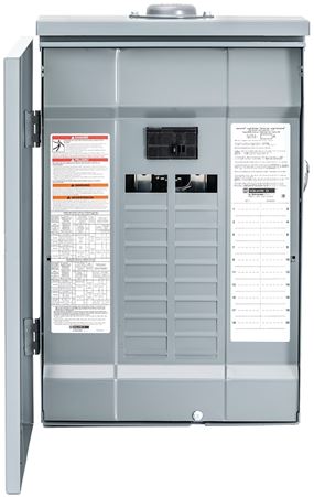 Square D HOM2040M100PRB Load Center, 40 -Pole, 100 A, 20 -Space, Plug-On Neutral, NEMA 3R Enclosure, Plug Mounting