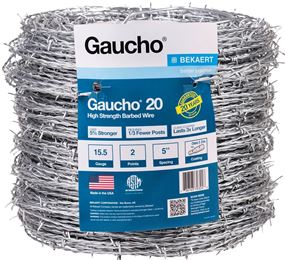 Gaucho 118290 Barbed Wire, 1320 ft L, 15-1/2 Gauge, Flat Barb, 5 in Points Spacing