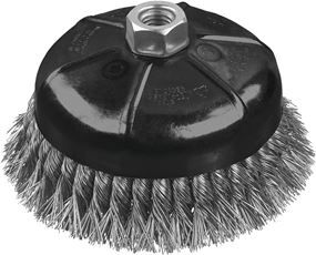 DEWALT DW4916 Wire Cup Brush, 3 in Dia, 5/8-11 Arbor/Shank, 0.02 in Dia Bristle, 1-1/8 in L Bristle Trim