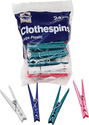 diamond 536-376-850 Clothespin, Plastic, Blue/Green/Pink/White