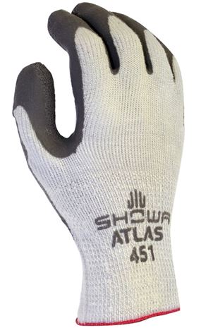 Showa 451-S Gloves, Unisex, S, 9.84 in L, Elastic Cuff, Gray/Light Gray