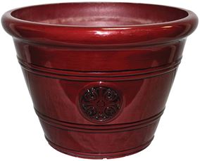 Southern Patio HDP-019299 Planter, 10-1/2 in H, 12 in W, 12 in D, Vinyl, Oxblood