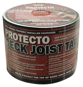 Protecto Wrap Deck Joist Tape Series 84490450SW Flashing Tape, 50 ft L, 4 in W, Poly Backing, Black