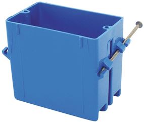 Carlon B120A-UPC Outlet Box, 1 -Gang, 4 -Knockout, PVC, Blue, Captive Nail Mounting