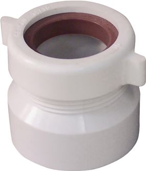 Canplas 192860A Trap Pipe Adapter, 1-1/2 x 1-1/4 in, 1-1/2 in, MNPT x Hub, PVC, White