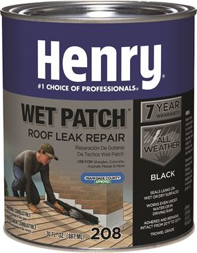 Henry HE208030 Roof Cement, Black, Liquid, 1 qt Can