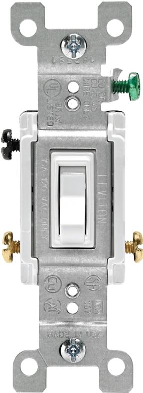 Leviton 1453-2W Switch, White, 15 A, 120 V, 3-Position, Push-In Terminal, Thermoplastic Housing Material