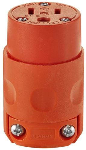 Leviton 515CV-OR Electrical Connector, 2 -Pole, 15 A, 125 VAC, NEMA: NEMA 5-15R, Orange