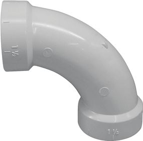 Canplas 192279 Long Sweep Pipe Elbow, 4 in, Hub, 90 deg Angle, PVC, White