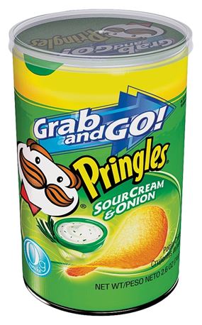 Pringles 84560 Potato Chips, Onion, Sour Cream Flavor, 2.5 oz Can, Pack of 12