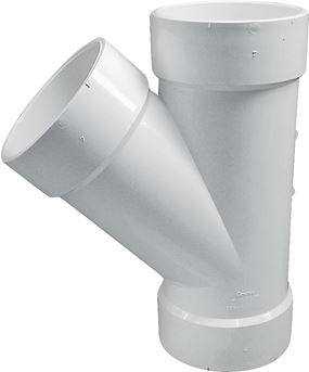 Canplas 192304L Pipe Wye, 4 in, Hub, PVC, White, SCH 40 Schedule