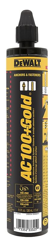 DEWALT AC100+ GOLD 8478SDF-PWR Adhesive Epoxy, Paste, 9.5 fl-oz Cartridge, Quick-Shot Cartridge