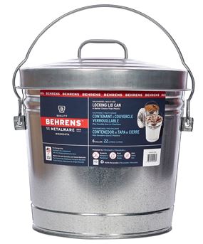 Behrens 6106 Kit Locking Lid Can, 6 gal Capacity, Steel, Silver, Lid Closure