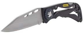 STANLEY STHT10253 Pocket Knife, 4-1/8 in L Blade, Steel Blade, 1-Blade, Foldable Handle, Black/Yellow Handle