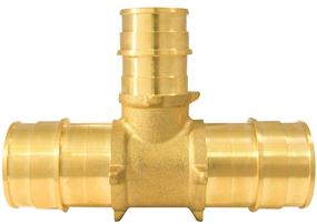 Apollo Expansion Series EPXT1134 Pipe Tee, 1 x 3/4 in, Barb, Brass, 200 psi Pressure