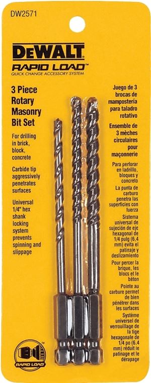 DEWALT DW2571 Rotary Drill Bit Set, 3-Piece, Carbide