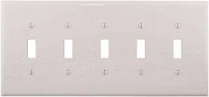 Eaton Wiring Devices PJ5W Wallplate, 10-1/2 in L, 4.88 in W, 5 -Gang, Polycarbonate, White, High-Gloss