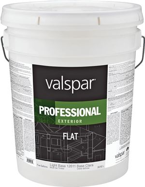 Valspar Professional 12600 045.0012611.008 Latex Paint, Flat, 5 gal Package, Pail