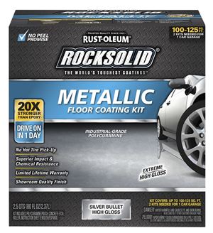 Rust-Oleum 286893 Floor Coating Kit, High-Gloss, Silver, Particulate Solid, 70 oz