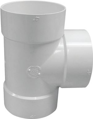 Canplas 414108BC Bullnose Pipe Tee, 6 x 4 in, Hub, PVC, White