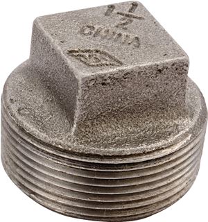 Prosource B291 6 Pipe Plug, 1/8 in, MPT, Square Head, Malleable Iron, SCH 40 Schedule