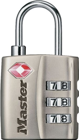 Master Lock 4680DNKL Luggage Lock, 1/8 in Dia Shackle, 3/4 in H Shackle, Steel Shackle, Metal Body, Nickel