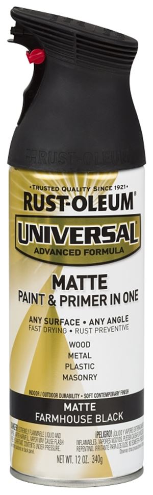 Rust-Oleum 330505 Spray Paint, Flat, Farmhouse Black, 12 oz, Can
