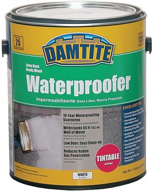 Damtite 03550 Latex Waterproofer, White, Liquid, 1 gal, Pail
