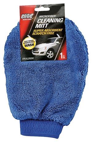 Elite Auto Care 8918 Cleaning Mitt, Microfiber Cloth, Blue